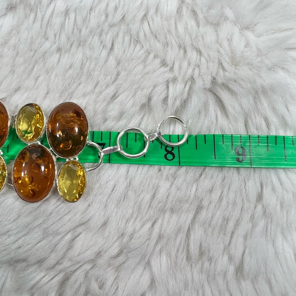 Amber & Citrine 925 Large synthetic stones Necklace Bracelet & ONE Earring ONLY - Picture 14 of 17